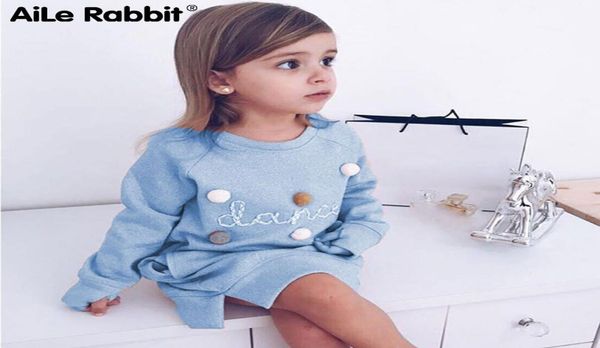 

aile rabbit autumn winter cartoon letter embroidery sweatshirt girl fashion long hoodie dress pullover moletom feminina8589091, Blue