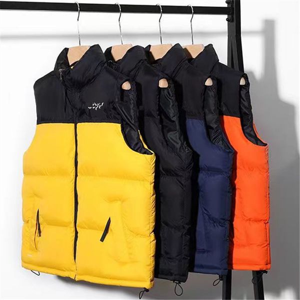 

nf designer mens vests puffer vest gilet waistcoat outdoor warm sleeveless keep warm coat stand collar sleeveless zipper letter embroidery m, Black;white