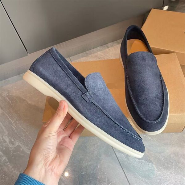 

fashion designermen's casual shoes loafers flat low suede cow leather moccasins summer walk comfort loafer slip on loafer rubber, Black