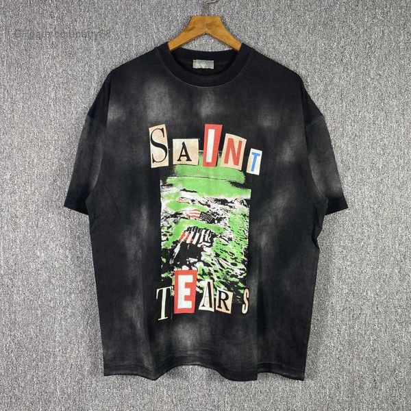 

men t shirt short sleeve black letter saint print t-shirts tee real pics, White;black
