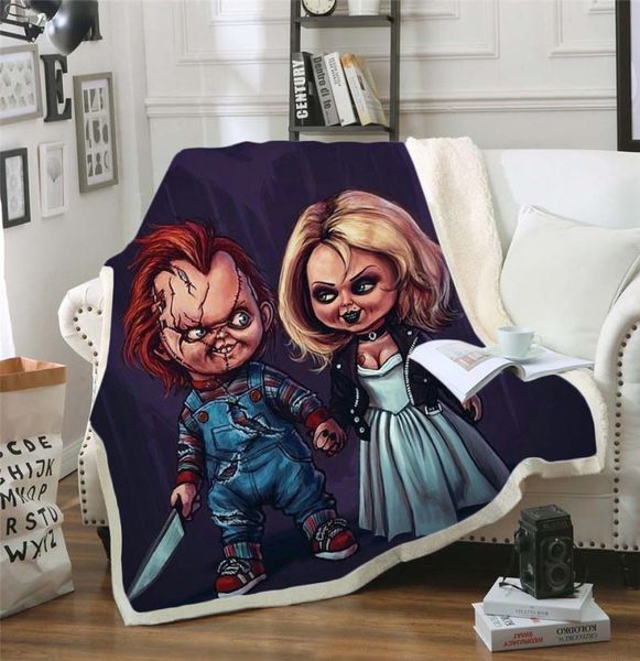 

horror movie child of play character chucky blanket gothic sherpa fleece wearable throw blanket microfiber bedding 099510319
