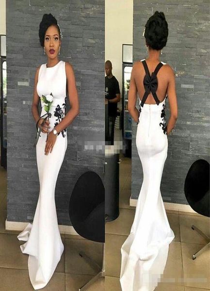 

black and white long bridesmaid dresses 2020 cross back bow lace mermaid satin women wedding guest evening gowns maid of hon9579934, White;pink