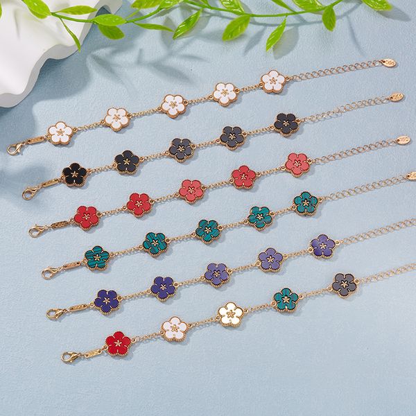 

creative plum blossom bracelet double sided imitation fritillaria multi flower bracelet temperament women's bracelet bracelet, Golden;silver