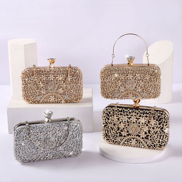 

evening bags diamond clutch bag for women wedding golden purse chain shoulder small party handbag 230704
