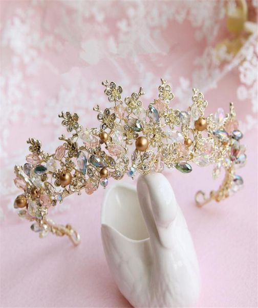 

whole wedding bridal headpiece hair accessories gold beaded headband princess crown tiara queen jewelry crystal rhinestone hea3787103, Silver