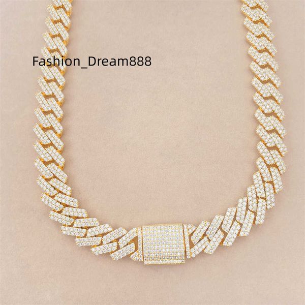 

fine jewelry men necklace 925 sterling silver 15mm vvs moissanite cuban link chain