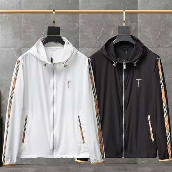 

classic plaid mens hooded jacket designer men fashion casual windbreaker spring summer thin coat 3qyh, Black