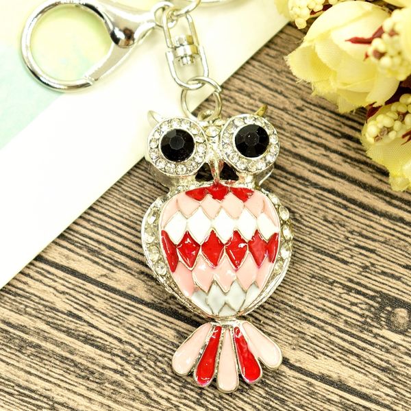 

key rings cute owl crystal chains holder for car keyrings keychains women flower purse bag buckle pendant drop delivery jewelry dhwfg, Slivery;golden