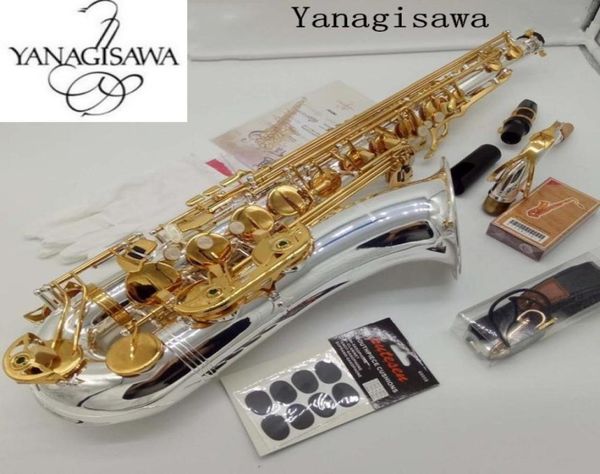 

new tenor saxophone yanagisawa w037 musical instruments bb tone nickel silver plated tube gold key sax with case mouthpiece8119444