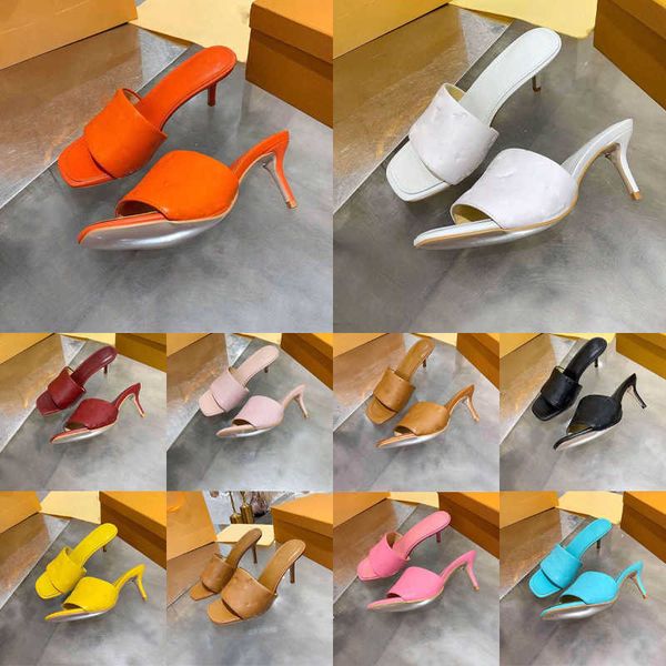 

designer slippers revival mule high heels shoes women slides sandals summer flip flops, Black