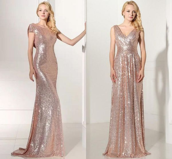 

sequined bridesmaid dresses v neck mermaid maid of honor wedding guests gowns plus size custom made party dress6313951, White;pink