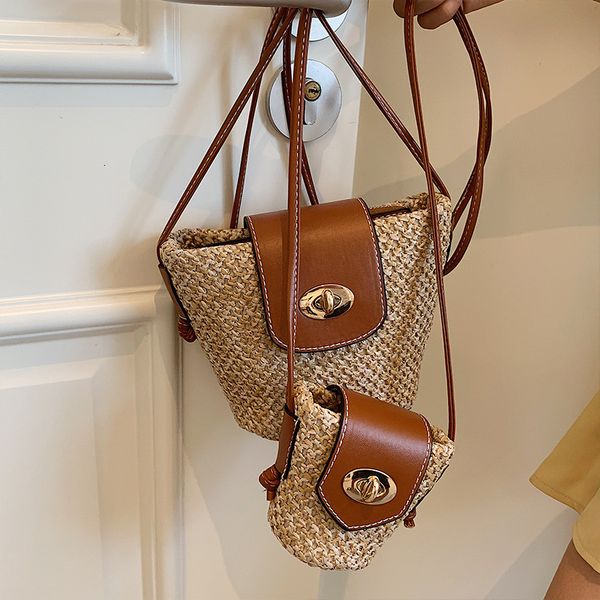 

evening bags summer bohemian handmade weaving bag holiday beach straw wrapped rattan basket handbags travel 230704