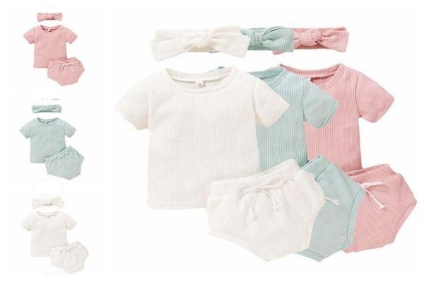 

baby clothing set short sleevestriangle pants outfits summer 2021 children boutique clothes 02t boys girls home wear casual 2 pc8156134, White