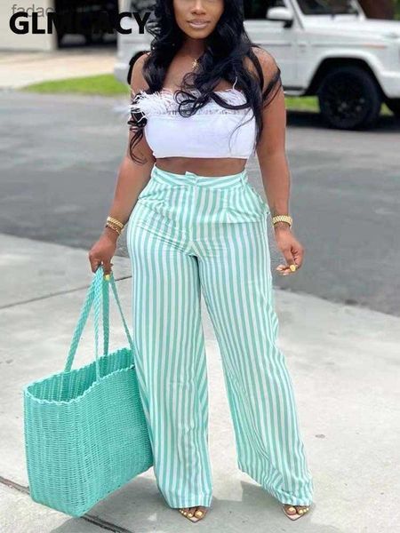 

women casual striped loose pants chic streetwear trousers l230621, Black;white