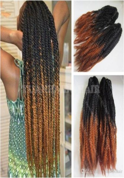 

10 packs full head synthetic hair extensions two tone marley braids black brown 30 ombre afro kinky braiding fast express d3916068