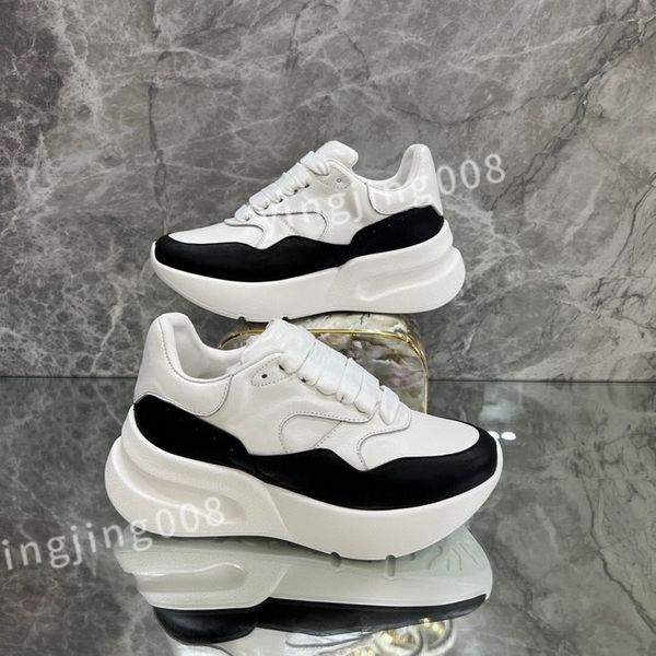 

new r woman shoe leather lace up lovers fashion platform sneakers white black rainbow mens womens xsd230426