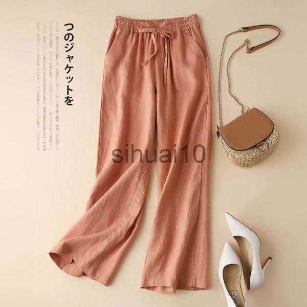 

women's pants capris casual loose cotton linen women pants solid elastic high waist drawstring streetwear female sweatpants 121141wka j, Black;white