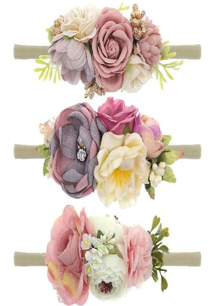 

hair accessories lovely baby headband fake flower nylon bands for kids artificial floral elastic head bands headwear3549925, Slivery;white