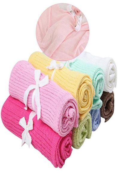 

infant baby hole blankets swaddle wrap newborn blankets muslin crochet cotton air conditioning sleeping bag stroller blanket3146815