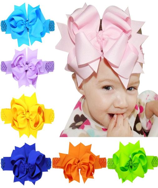 

baby girls super big 20cm bows headbands kids children grosgrain ribbon forked tail bow hairbands elastic wide band hair accessori6361365, Slivery;white