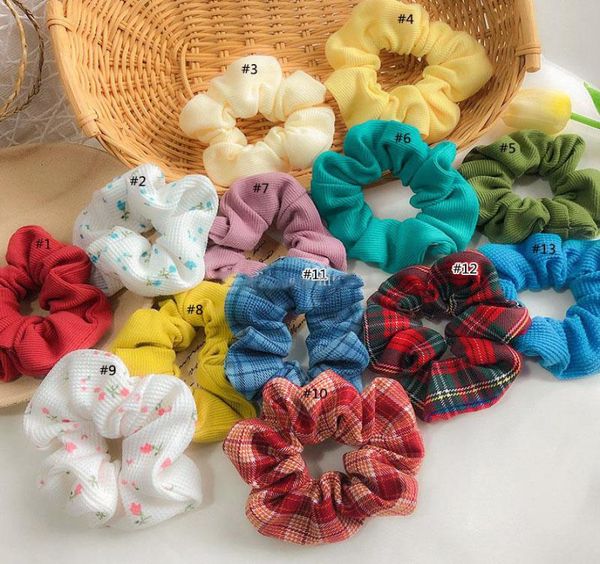 

women scrunchies headband floral plaid hairbands large intestine hair ties ropes girls ponytail holder trendy hair accessories7848625, Slivery;white