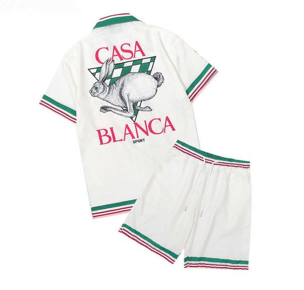 

casablanc-s designer shirts masao san print mens casual shirt womens loose silk shirt short sleeves luxury t-shirt tees, White;black