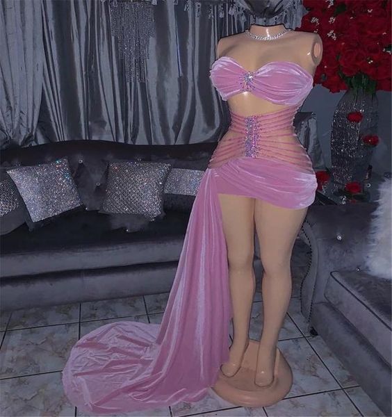 

pink beaded black girls prom dresses 2021 high split zipper birthday party gowns custom made plus size4091945