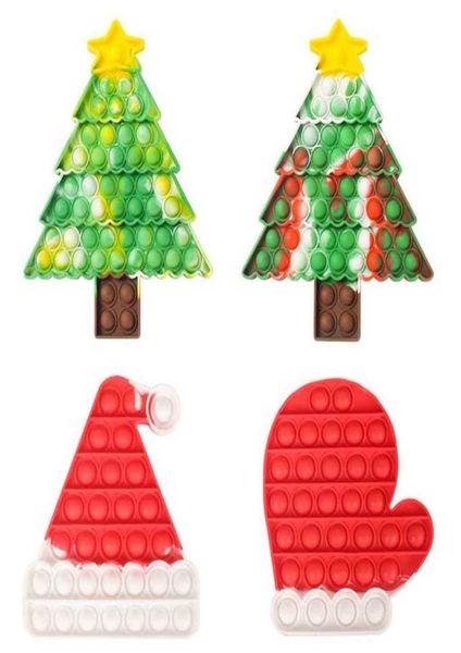 

christmas trees pioneer silicone toys pop push bubble santa claus autism stress reliever children's sensory decompression puzzle sque25