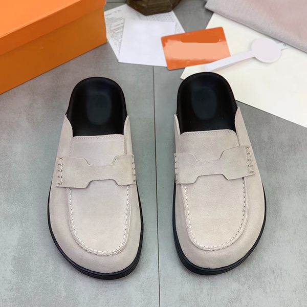 

casual slippers men's summer fashion wear 2023 new all-purpose thick sole leather lazy head half slipper flat wear-resistant men and wo, Black
