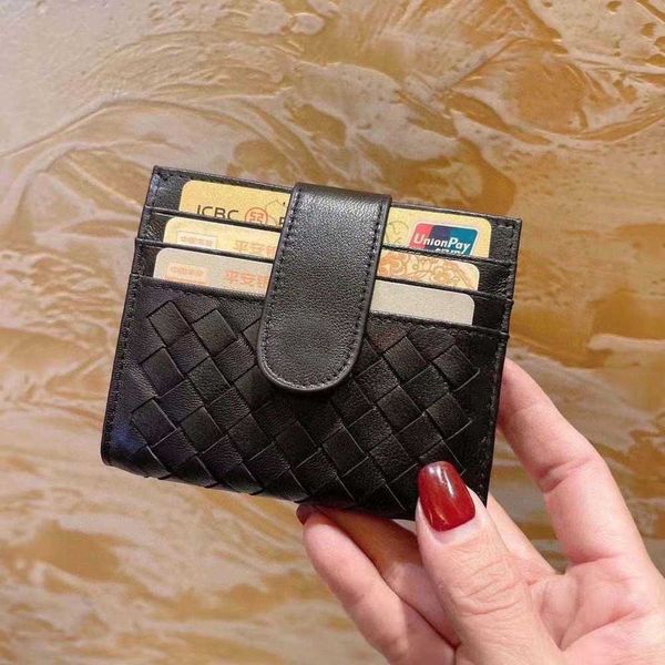 

wallets card holders brand woven black mini leather clasp multifunctional and practical for men and women coin purses 230606, Red;black
