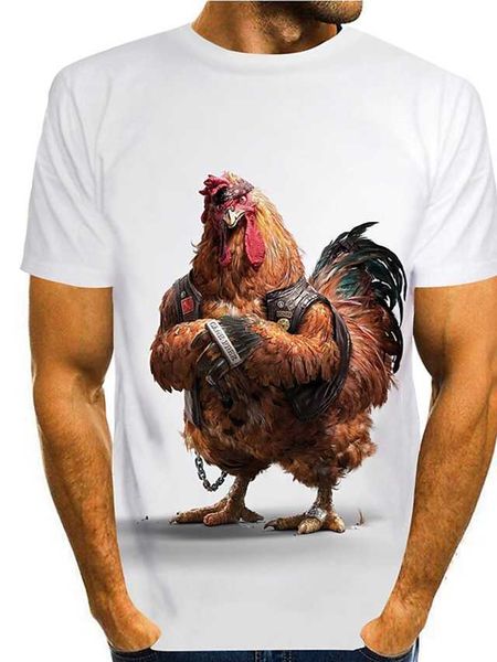 

men's t shirt tee funny t shirts animal graphic prints chicken round neck a b c d f 3d print daily holiday short sleeve print clothing, White;black