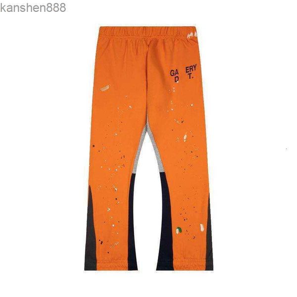 

fashion brand designer pants galleryed dept hand-painted splicing casual loose trousers for men and women orange, Black