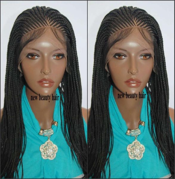 

fashion perruque box braids wig handtied cornorw braids wig for black women synthetic lace front braiding hair wig natural hairlin3287930