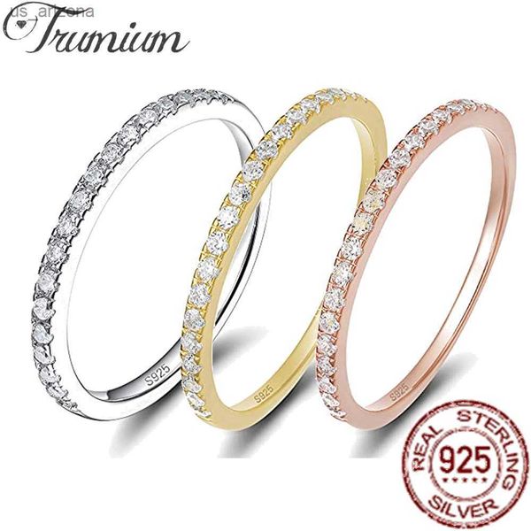 

trumium 2mm 925 sterling silver rings for women zircon inlaid half eternity stacktable ring fine jewelry for wedding anniversary l230620