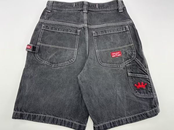 

men s shorts retro gym shorts men loose fashion y2k denim hip hop casual sweatpants wide legs versatile cargo streetwear 230705, White;black