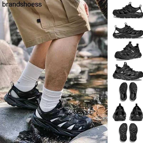 

hoka one hopara men's hiking anti slip sports slippers mountaineering off road outdoor creek tracing casual sandals, Black
