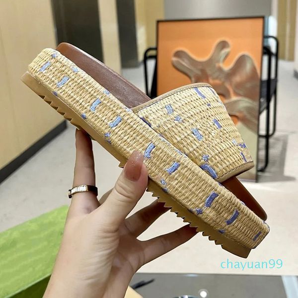 

designer slipper women fashion beach embroidered letter thick bottom slides slip on slippers girls men canvas platform sandals, Black