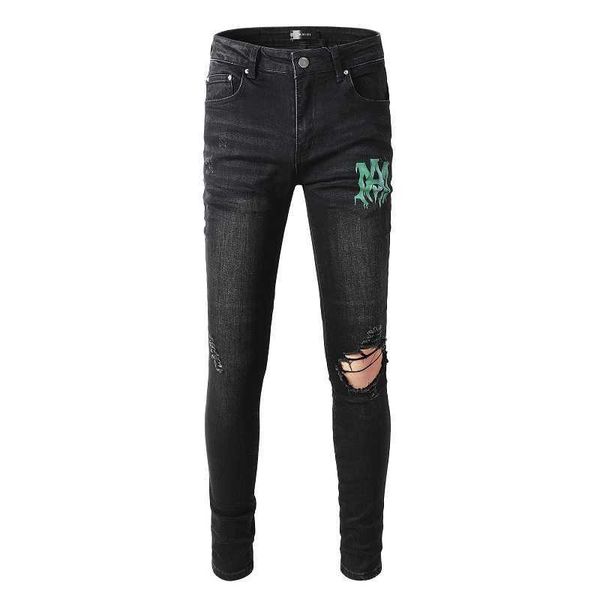 

mens 2021 designer jeans distressed ripped biker slim fit motorcycle denim for men s fashion jean mans pants pour hommes #858, Blue