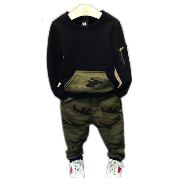 

boys clothes 2019 spring autumn kids clothing camouflage long sleeve pulloverpants 2pcs set boys sports suits 2 3 4 5 6 7 years j3781095, White