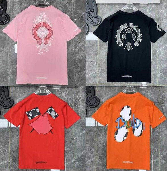 

new classics mens womens t shirts heart brand crew neck chromes short sleeves tees ch t-shirts sweater casual horseshoe sanskrit cross prin, White;black