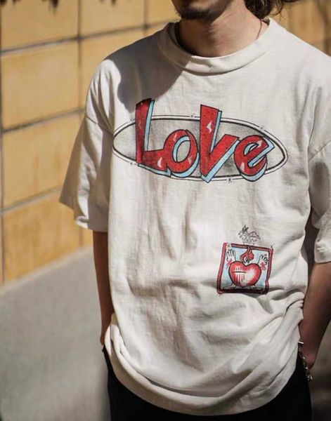 

saint cupid love print t-shirt michael vintage plus size men t-shirts oversized streetwear tee women tomboy tees youth fashion short sleeves, White;black