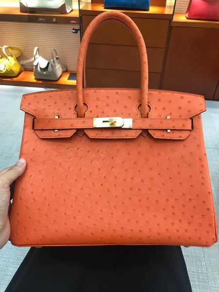 

ostrich leather genuine h ermess birkins bags pushing women's fashion can be 30/35bk 25/30 qq da3x