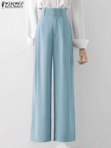 

zanzea oversized women suits pants 2023 casual solid pantalons palazzo fashion office lady loose trouser wide leg pants bottoms l230621, Black;white