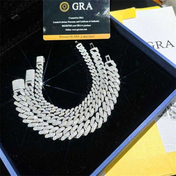 

passes tester moissanite diamond cuban chain 925 sterling silver necklace jewelry cuban chain moissanite cuban link chain