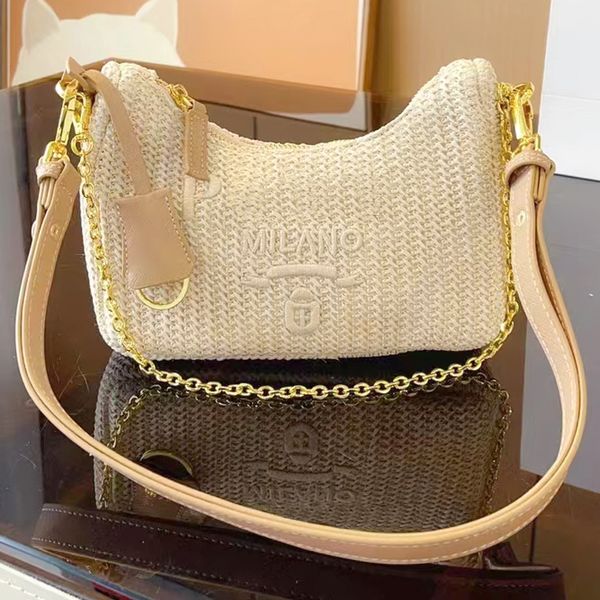 

2023 10a shoulder bags luxurys designer womens cross body fashion even bag straw totes celiny hand bag triangle raffias weave mens purses gy