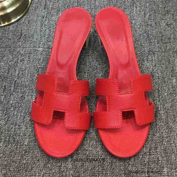 

oran oasis h-shaped sandal girl slippers 2023 hermz h designer colors sandals thick heeled lychee cowhide leather high sheepskin shoes size