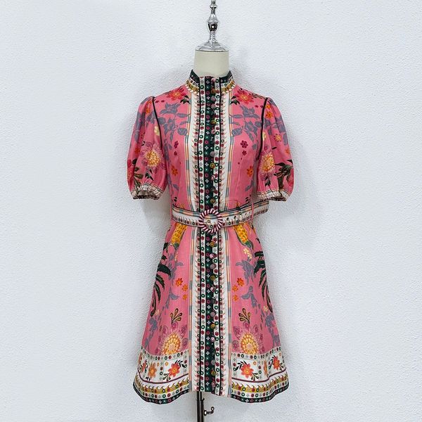 

2023 australian fashion brand casual dress linen print short dress, Black;gray