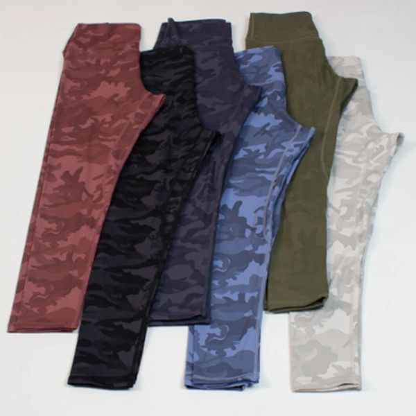 

lu-718 lu lulemon yoga leggings sport pant align camouflage women gym fitness high waist tights workout running camo soft nude active wear l