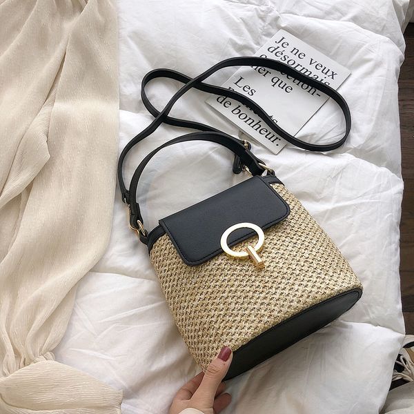 

evening bags woven straw shoulder bag female crossbody for women 2023 designer bucket summer beach handbags purse travel shopper 230704