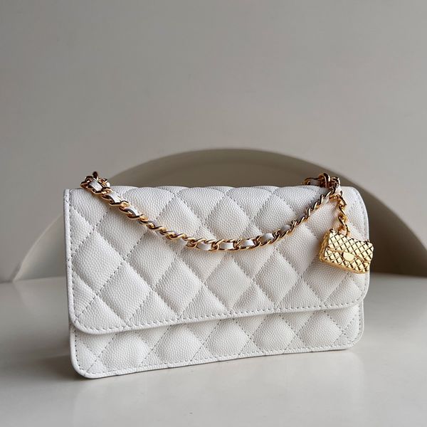 

designer flap bag lady chain bag 18cm genuine leather crossbody bag delicate knockoff shoulder bag with box yc102